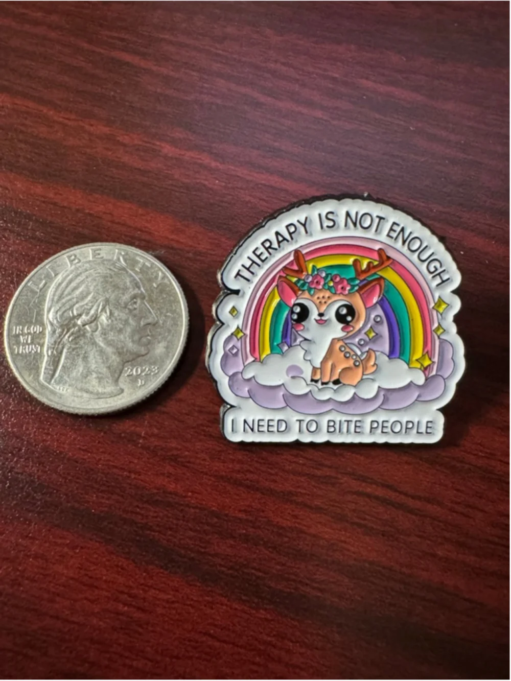 Therapy Is Not Enough Funny Deer Enamel Pin Cute Sarcastic Brooch